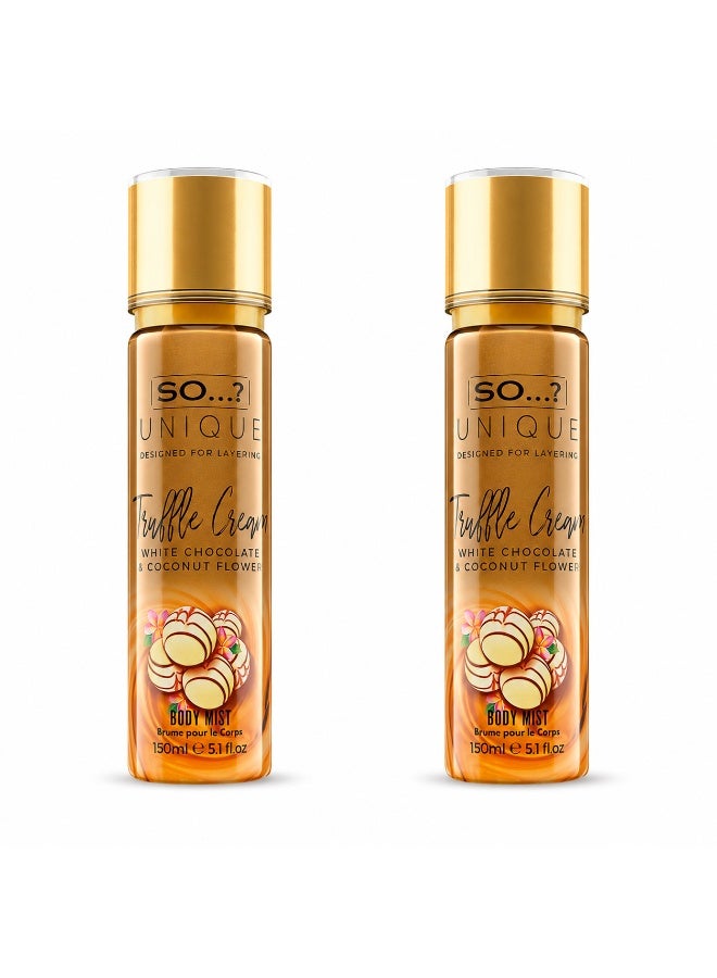 So..? SO…? Unique Truffle Cream Body Mist for Women, Vegan Perfume Body Spray with Coconut, Pineapple, Vanilla, Chocolate & Musk Fragrance, 150ml (Pack of 2) - Image 1