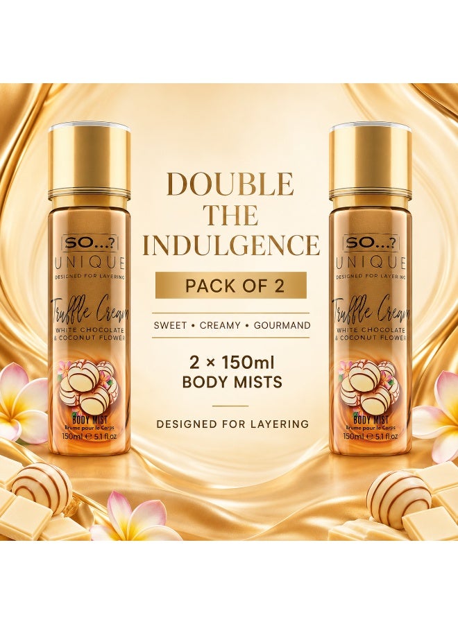 So..? SO…? Unique Truffle Cream Body Mist for Women, Vegan Perfume Body Spray with Coconut, Pineapple, Vanilla, Chocolate & Musk Fragrance, 150ml (Pack of 2) - Image 3