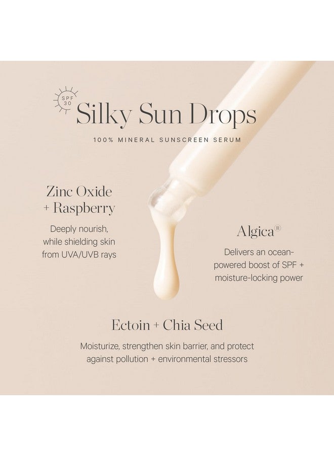 كورا أوجانيكس قطرات الشمس الحريرية، مصل واقي من الشمس بعامل حماية من الشمس 30، إصلاح حاجز الجلد، معتمد عضويًا، خالٍ من القسوة، 1.01 أونصة - Image 1