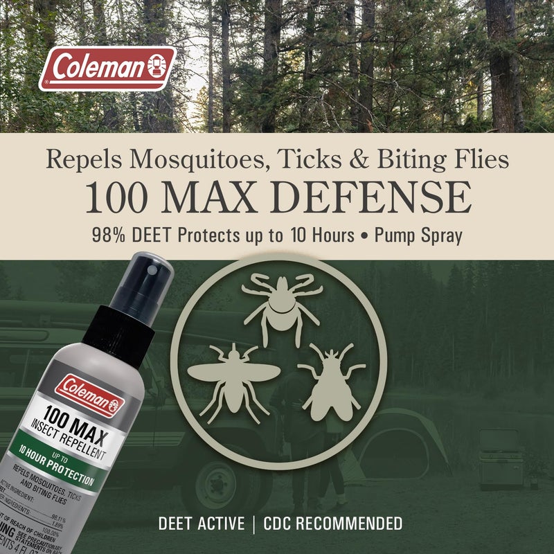 Coleman 100 Max Mosquito Repellent DEET Insect Repellent Spray - 4 fl oz Pump - Image 3