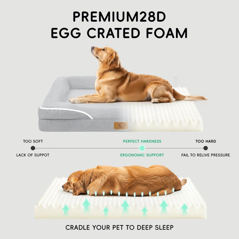 Home Mate Homemate Dog Bed for Extra Large Dog: 48x35 in Orthopedic Large Dogs Bed XXL Outdoor Pet Cat Bed Sofa Supplies with Toy Dogs Crate Pad Couch with Removable Washable Cover & Non-Slip Botton Light Grey - Image 4