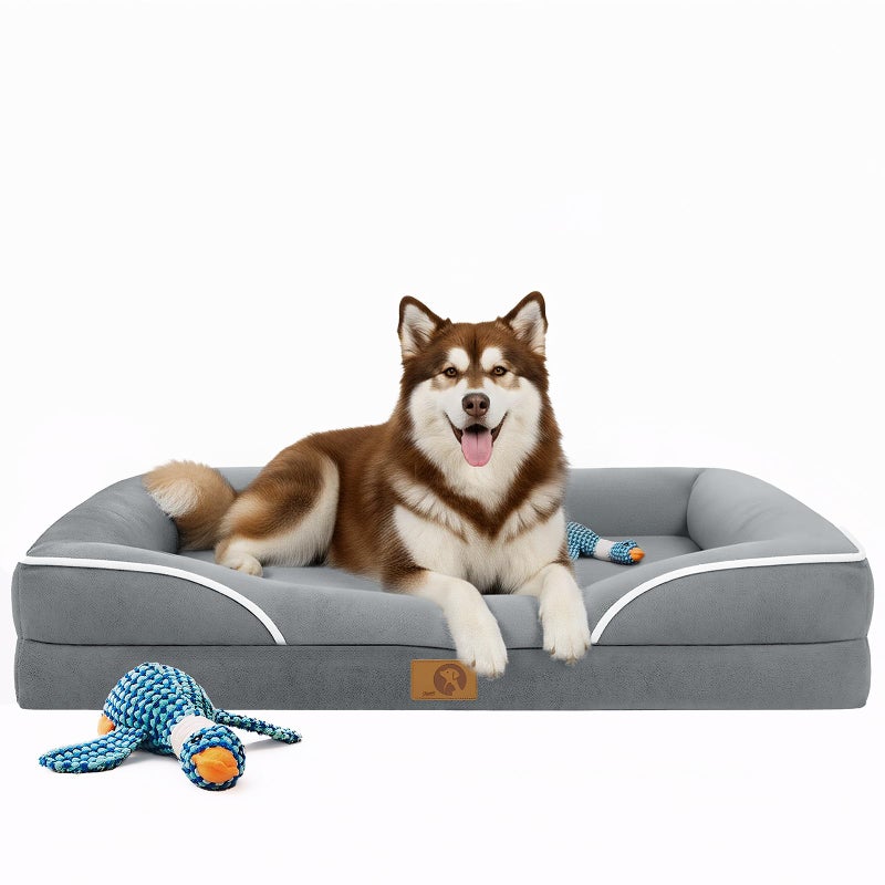 Home Mate Homemate Dog Bed for Extra Large Dog: 48x35 in Orthopedic Large Dogs Bed XXL Outdoor Pet Cat Bed Sofa Supplies with Toy Dogs Crate Pad Couch with Removable Washable Cover & Non-Slip Botton Light Grey - Image 1