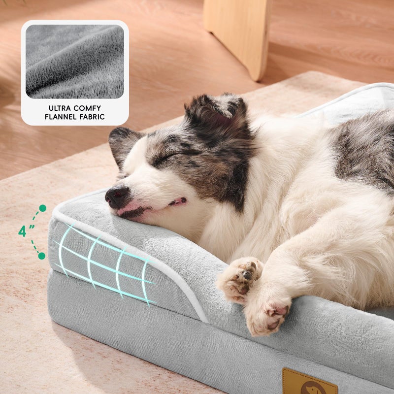 Home Mate Homemate Dog Bed for Extra Large Dog: 48x35 in Orthopedic Large Dogs Bed XXL Outdoor Pet Cat Bed Sofa Supplies with Toy Dogs Crate Pad Couch with Removable Washable Cover & Non-Slip Botton Light Grey - Image 5