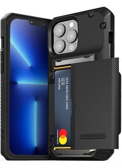 VRS Design Damda Glide PRO Case Cover for iPhone 13 Pro MAX Wallet [Semi Automatic] Slider [3-4] Card Slot Holder - Black Groove  - Image 1