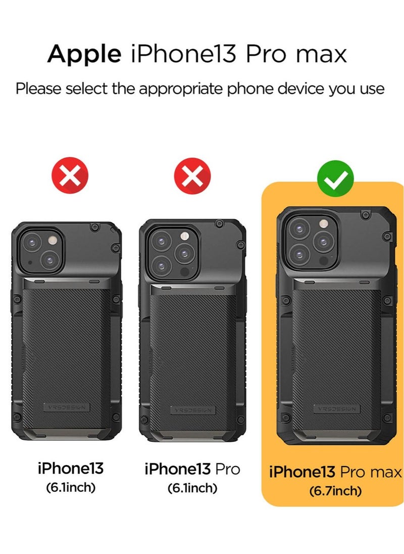 VRS Design - Damda Glide PRO Case Cover for iPhone 13 Pro MAX Wallet [Semi Automatic] Slider [3-4] Card Slot Holder - Black Groove - Image 1