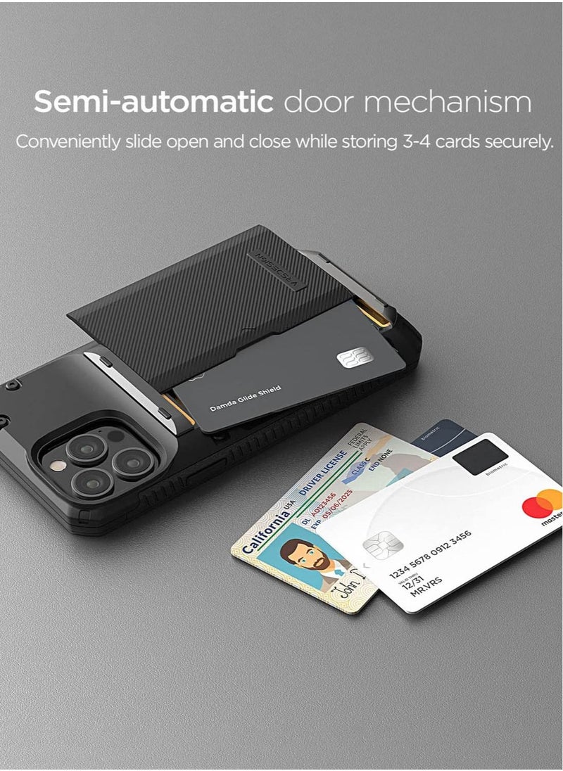 VRS Design - Damda Glide PRO Case Cover for iPhone 13 Pro MAX Wallet [Semi Automatic] Slider [3-4] Card Slot Holder - Black Groove - Image 1