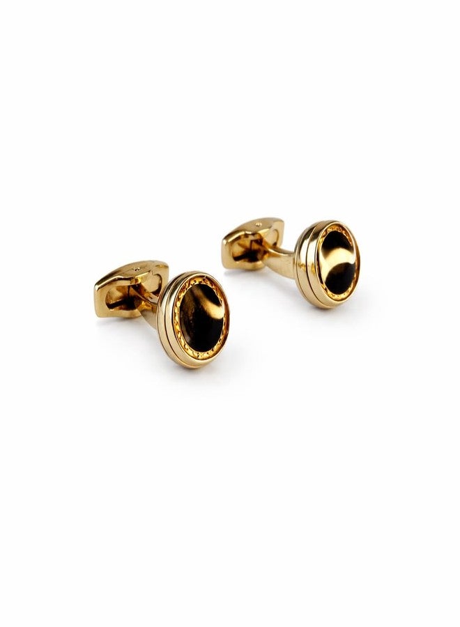 KINGSON Premium Gold Polish Metal Cufflinks for Men – Classic Round Design Formal Shirt Accessories for Wedding Business Party Gift