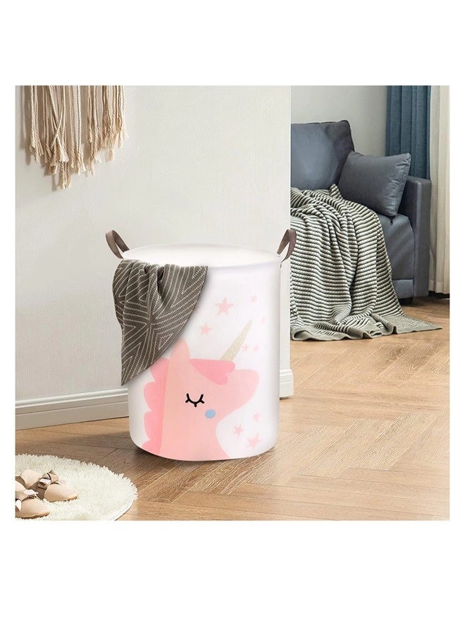 شيبشيب سلة غسيل للأطفال للبنات والأولاد، سلة غسيل لطيفة للرضع مقاومة للماء قابلة للطي، سلة تخزين كبيرة، صندوق ألعاب لغرفة الأطفال، سلة هدايا ديكور منزلي للحمام أو غرفة النوم بارتفاع 19.7 بوصة (يونيكورن وردي) - Image 4