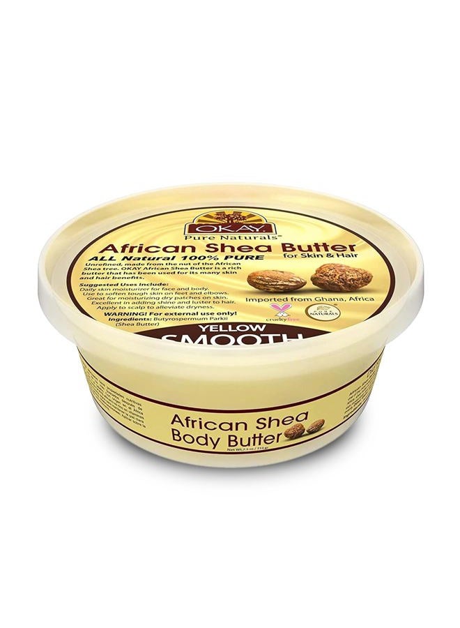 OKAY Pure Naturals Shea Butter Jar Yellow, 7.5 Ounce (8 Ounce Jar Size), 0.22 kg - Image 1