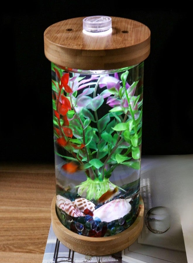 Saim Aquarium Starter Kits, Small Betta Fish Tank, Aquarium Tank Kit with LED Lighting Fish Bowl Accessories for Betta Gold Fish Baby Fish Shrimp Clownfish Guppy Diameter 3.94in, Height 5.91in - Image 3