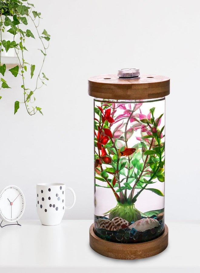 Saim Aquarium Starter Kits, Small Betta Fish Tank, Aquarium Tank Kit with LED Lighting Fish Bowl Accessories for Betta Gold Fish Baby Fish Shrimp Clownfish Guppy Diameter 3.94in, Height 5.91in - Image 5