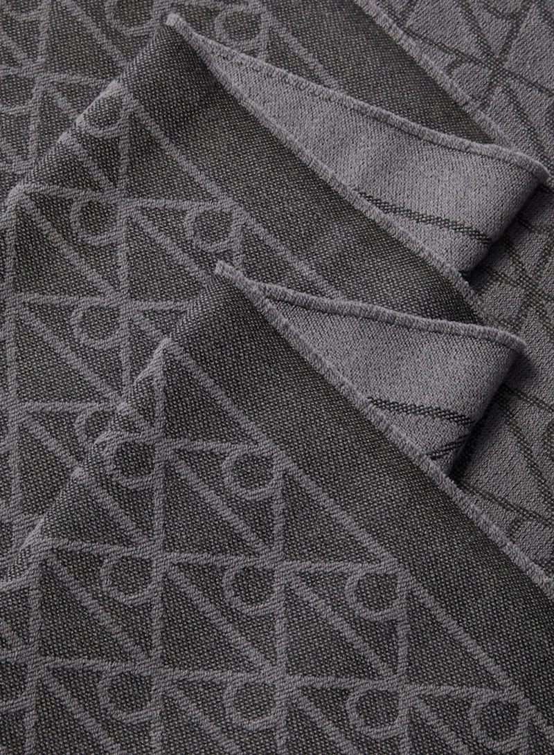 CALVIN KLEIN Emblem Tonal Wool Scarf