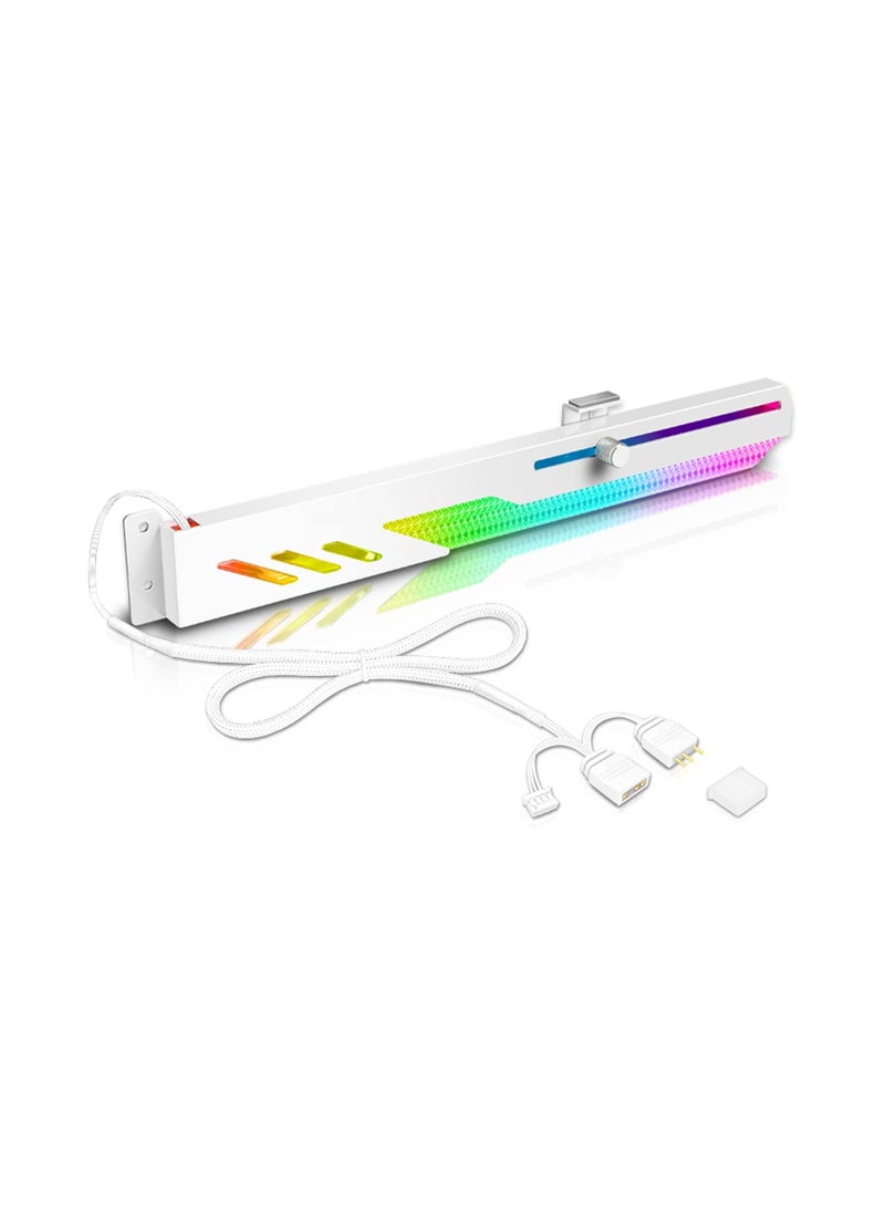 SYOSI Graphics Card GPU Support Bracket, 5V 3Pin ARGB Dual Interface & Small 4Pin Interface RGB Video Card Holder, 2 PCIE Slots Easy Installation GPU Bracket for 99% Cases - Image 1