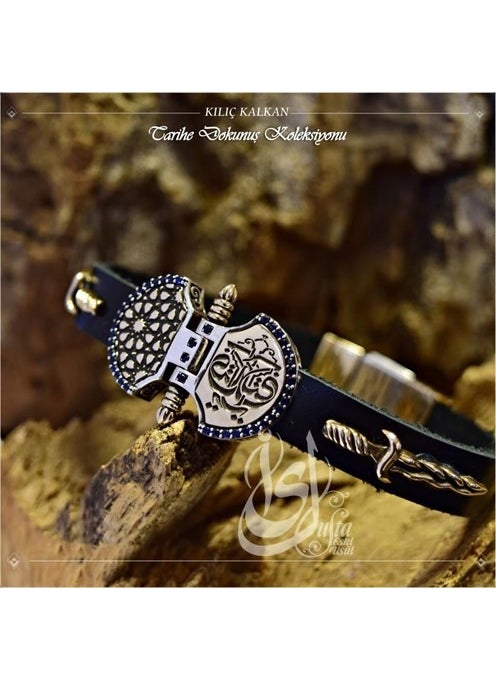 Osmanlı Gümüş - Islamic Master Design Sword Shield Bracelet Silver Men's Bracelet - Image 1