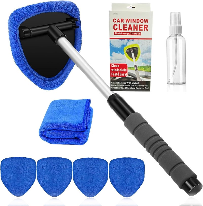Aimisite Car Windscreen Cleaner Kit with Extendable Handle, 4 Microfiber Pads, Spray Bottle & Towel - Image 1