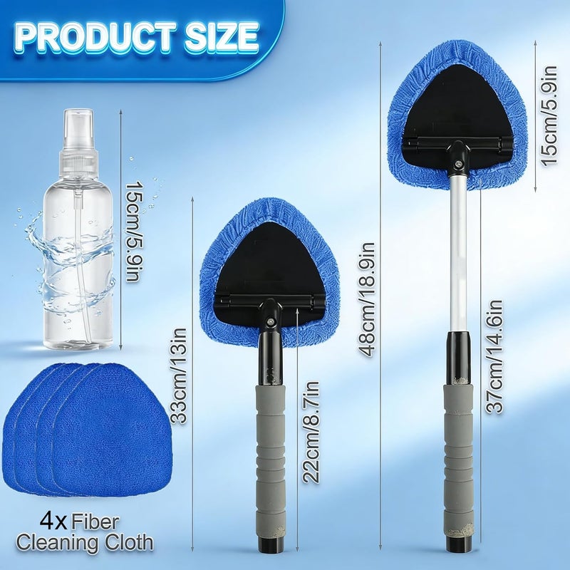 Aimisite Car Windscreen Cleaner Kit with Extendable Handle, 4 Microfiber Pads, Spray Bottle & Towel - Image 4