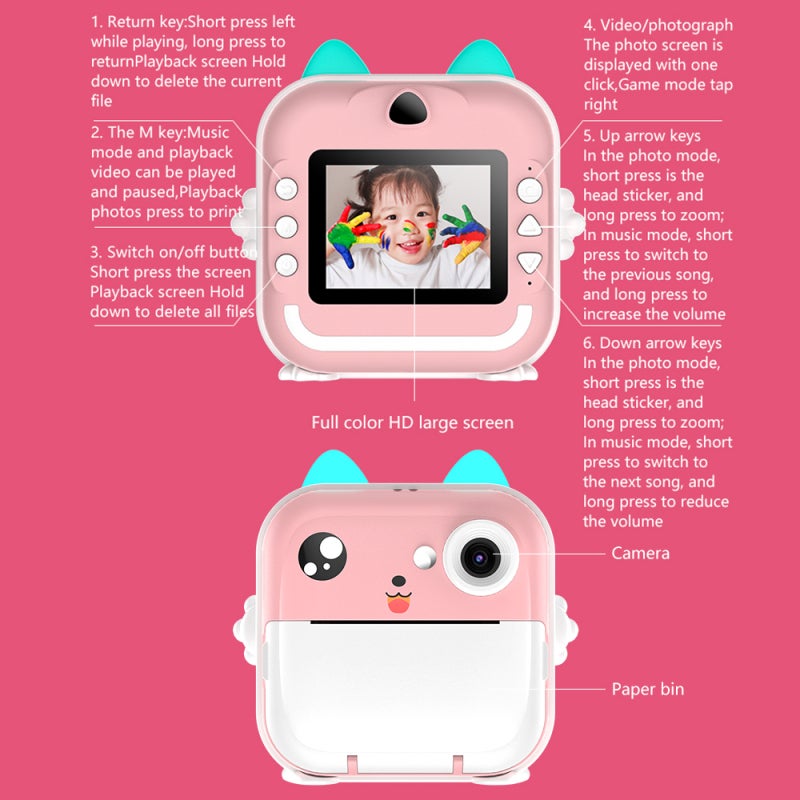 Mini Portable Printer: 2-In-1 Camera & Thermal Printer With 800mAh Rechargeable Battery, Wireless BT 4.0, Multiple Print Functions - Pocket Printer for Kids, On-The-Go Use - Image 4