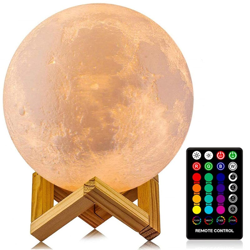 LOGROTATE Moon Lamp 16 Colors LED Night Light for Kids 3D Printing Moon Light with Stand RemoteTouch Control Timing Moon Light Lamp for Kid Friend Birthday Gifts Room Decor Diameter 48 INCH