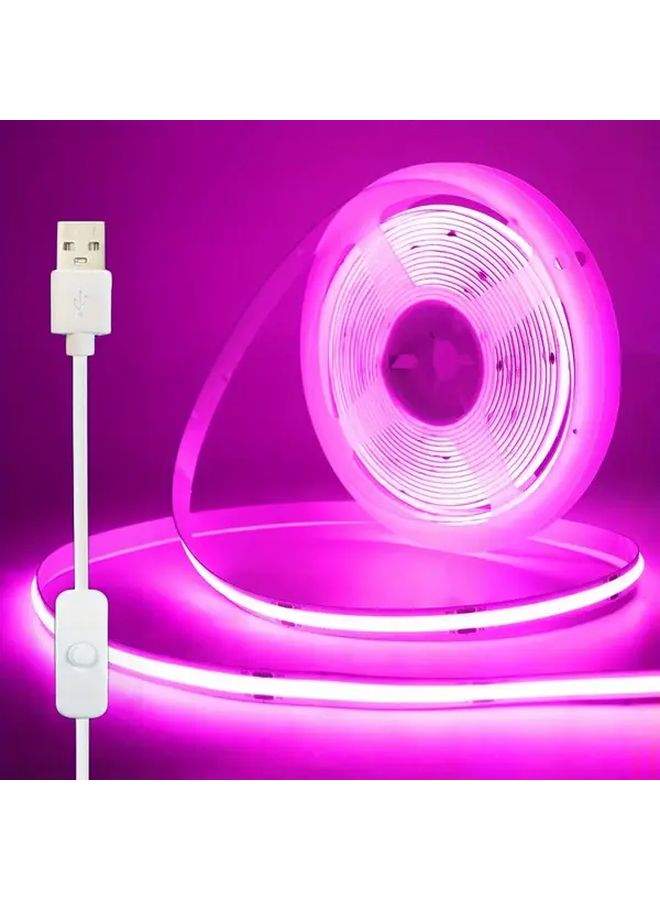 شريط إضاءة COB بطول 196.8 بوصة مع مفتاح زر 501 ومصباح USB لاصق لغرفة الألعاب وديكور الكمبيوتر المنزلي - Image 1