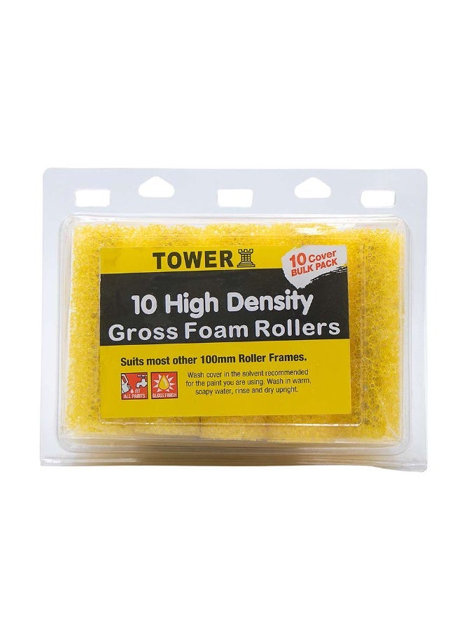Tower 10-Piece High Density Gloss Foam Roller Sleeves Set 4" (100mm) – Ideal for Gloss Paints & Smooth Finishes - Image 1