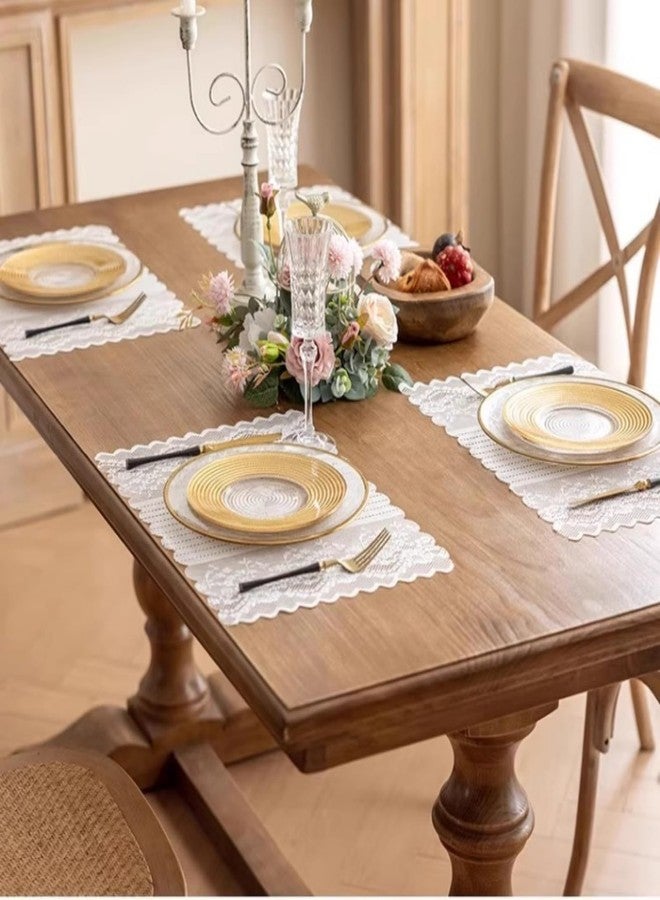 Wonesifee White Lace Placemats Set of 2 Dinning Table Lace Place Mats with Striped and Floral Design, Vintage Lunchmat Doilies, Hollow Vase Mat for Home Kitchen Decoration Rustic Boho Cloth Romantic Wedding - Image 4