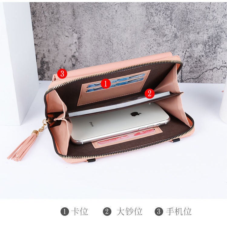 Multifunctional Solid Color PU Leather Wallet, RFID Blocking Design Portable Daily Storage Purse for Cards Cash Coin Business Use - Image 2