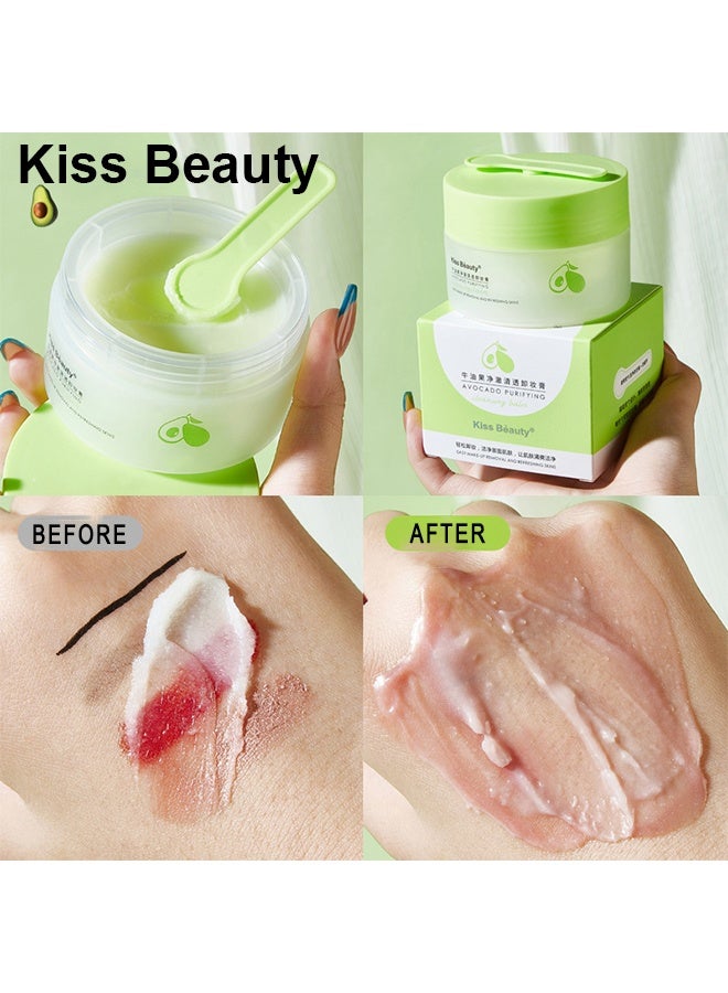 Kiss Beauty Clean Avocado Pore Clarifying Cleansing Balm Makeup Remover, Balm to Oil, Double Cleanse, Acne Face Wash, 75g - Image 2