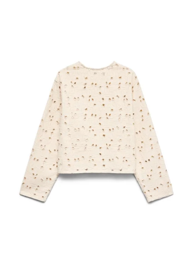 VERO MODA Vmkarly Crew Neck Broderie Denim Jacket