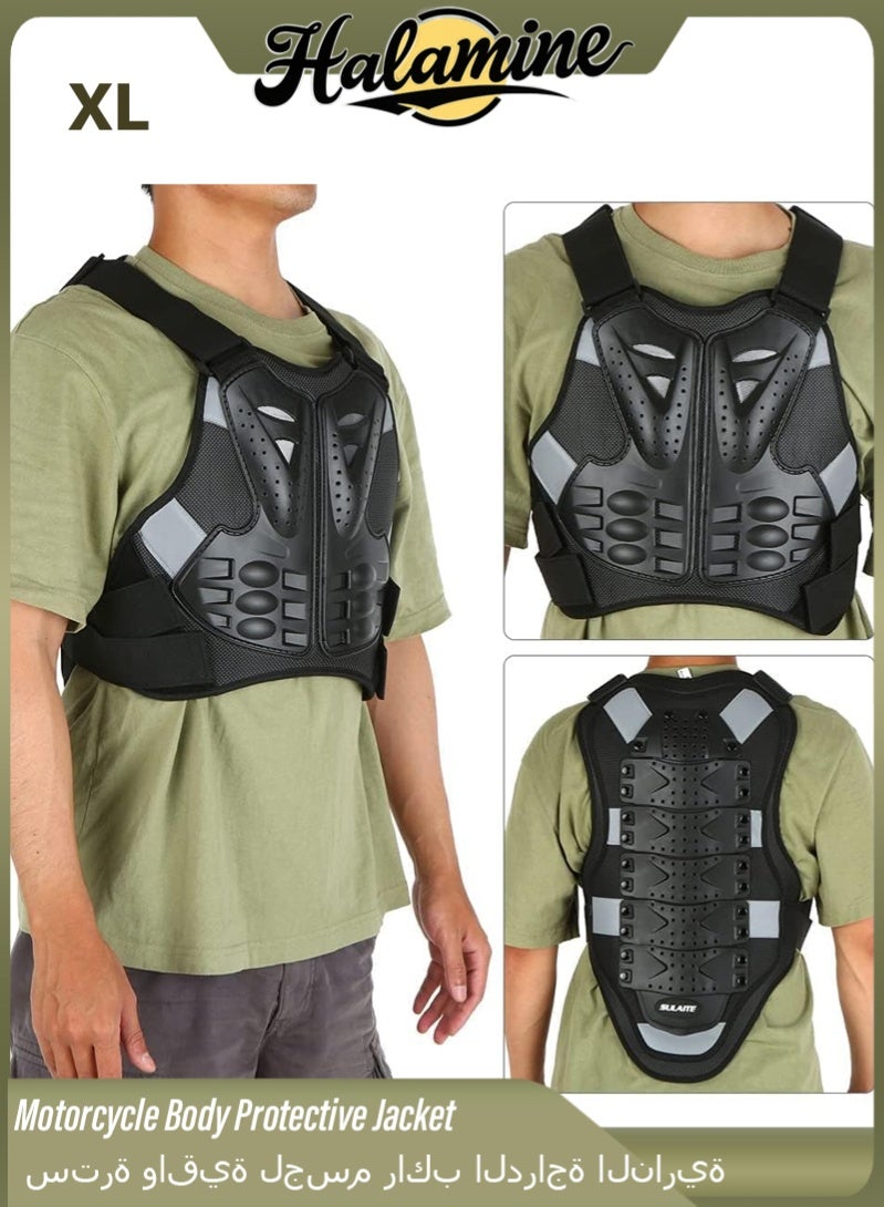 Halamine Motorcycle Body Protective Jacket，Motorcycle Armor Vest Protector,Motocross Body Guard Vest Skiing Riding Skating Anti-Fall Vest Protective Gear,Mountain Bike Off-Road Racing MTB Chest Protector - Image 1