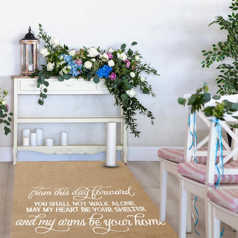 Tudomro 40 Inch x 100 Ft Extra Long Natural Burlap Wedding Aisle Runner Outdoor Jute Burlap Aisle Runner for Wedding Ceremony Rustic Indoor Carpet for Walkway (Stylish Style) - Image 5