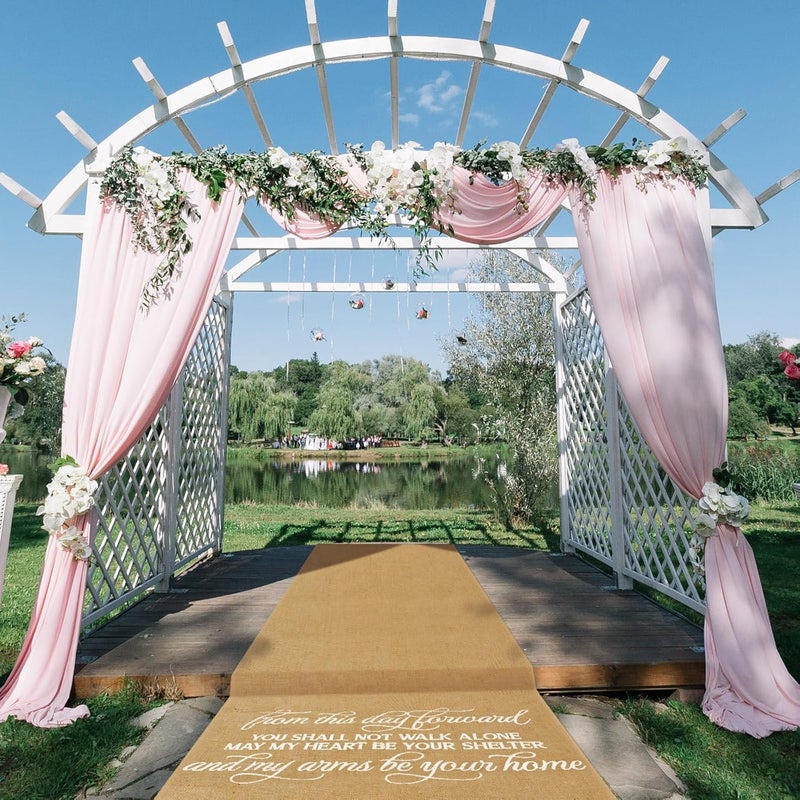 Tudomro 40 Inch x 100 Ft Extra Long Natural Burlap Wedding Aisle Runner Outdoor Jute Burlap Aisle Runner for Wedding Ceremony Rustic Indoor Carpet for Walkway (Stylish Style) - Image 4