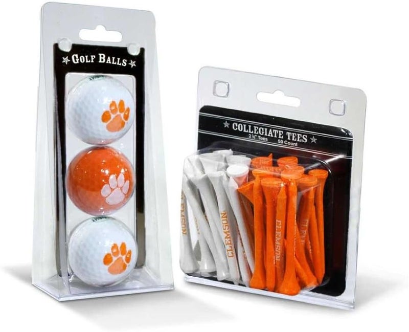 NCAA Logo Imprinted Golf Balls (3 Count) & 2-3/4" Regulation Golf Tees (50 Count), Multi Colored