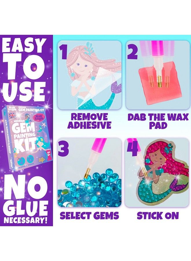Blue Squid Diamond Painting Kits For Kids Mermaids Diamond Art For Kids 5D Gem Art Kits For Kids Kids Arts & Crafts Gift For Boys & Girls 5 6 7 8 9 10 11 12 - Image 4