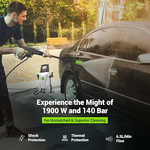 Dylect [Upgraded 2026] Dylect® Ultra Flow Plus High Pressure Car Washer, 1900W Motor, 140 Bar Pressure, 6.5L/Min Flow Rate, Upright Design for Car, Bike & Home Cleaning, Now with 8M Hose, Incl 11 Accessories - Image 2