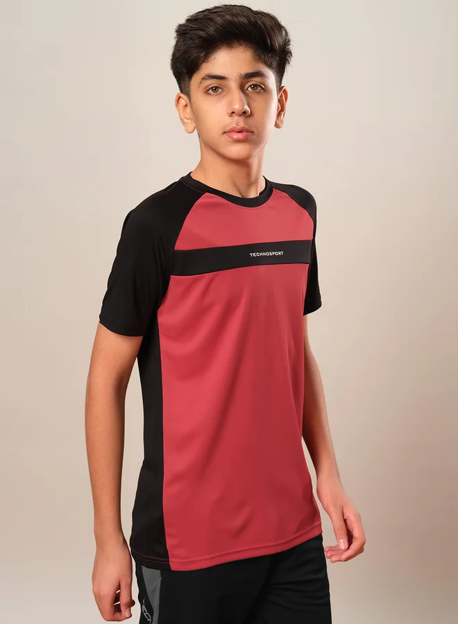 Technosport Boys Color Block Raglan Sleeves T-Shirt