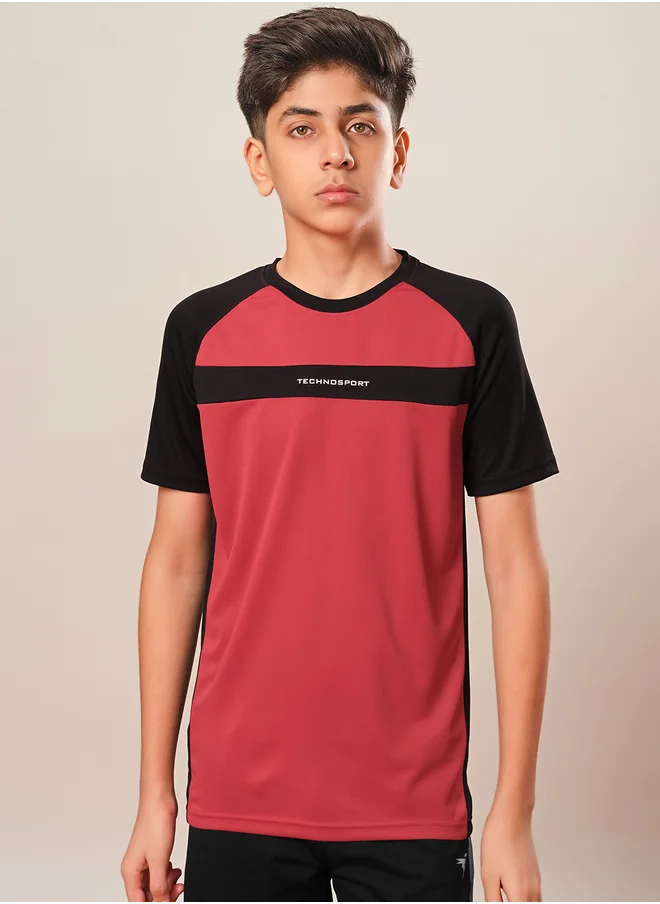 Technosport Boys Color Block Raglan Sleeves T-Shirt