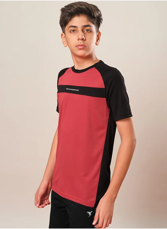 Technosport Boys Color Block Raglan Sleeves T-Shirt