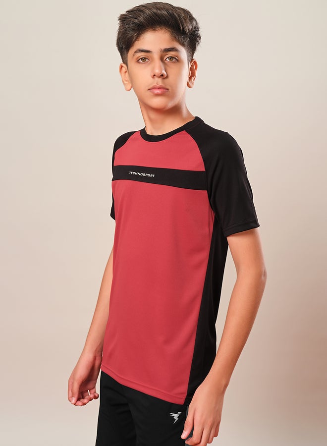 تكنوسبورت تيشيرت بأكمام راجلان بتصميم كتل ألوان للأولاد - Image 2