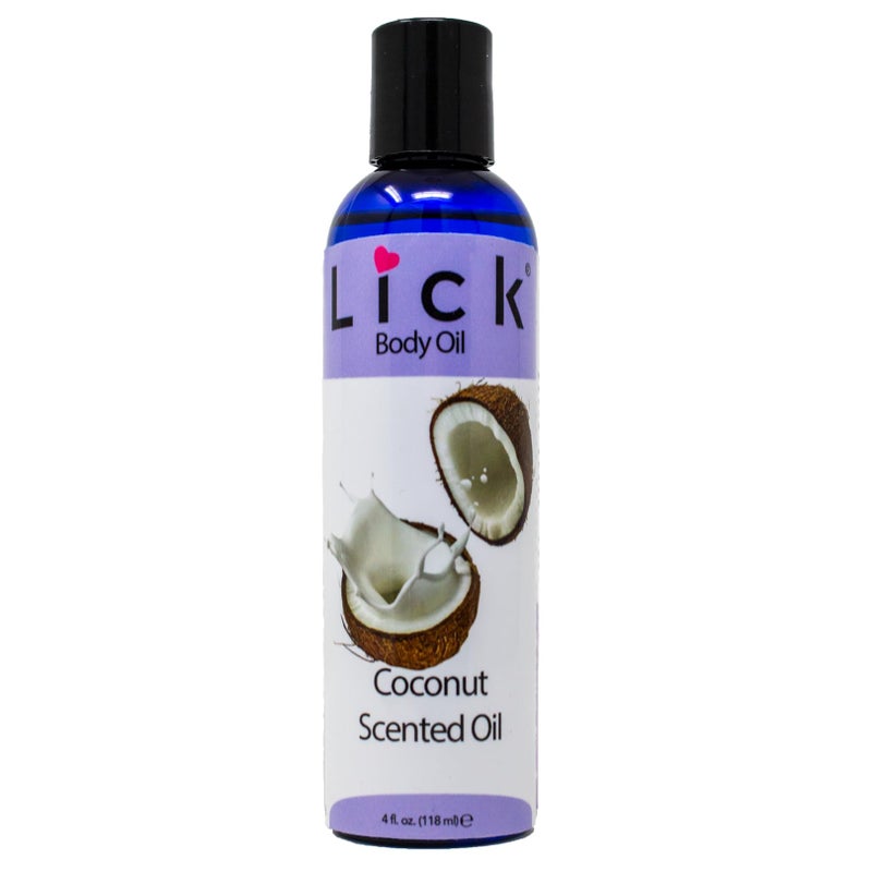 LICK زيت الجسم المعطر بجوز الهند من LICK - زيت مرطب فاخر لبشرة متألقة، غني بزيوت الخروع واللوز والجرجير، وفيتامين E. مثالي للتدليك والعناية اليومية 4 أونصة سائلة. - Image 1
