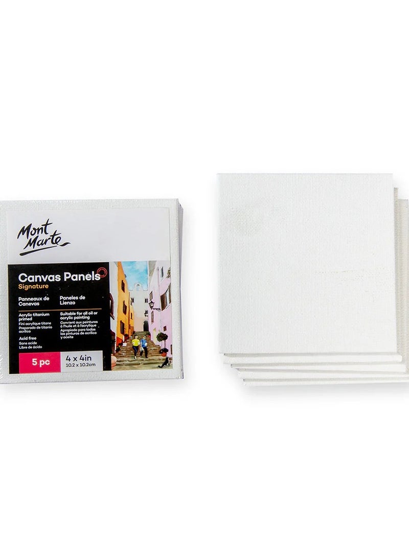 Mont Marte 5-Piece Miniature Canvas Panel 4x4 Inch Size - Image 1