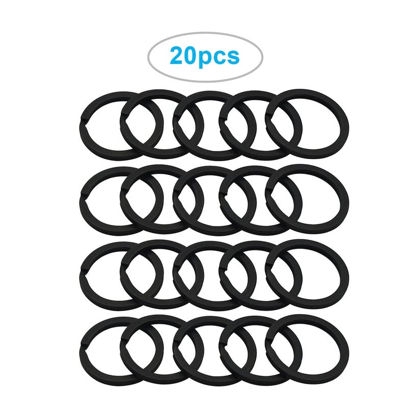 ZoloAJay 20 Pack Key Ring Keychain 1 Inch 25mm Diameter Metal Flat Split Key Chains Rings for Home Car Dog Tag Office Lanyards Keys Attachment Black - Image 2