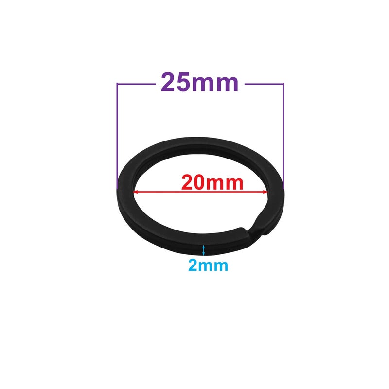 ZoloAJay 20 Pack Key Ring Keychain 1 Inch 25mm Diameter Metal Flat Split Key Chains Rings for Home Car Dog Tag Office Lanyards Keys Attachment Black - Image 4