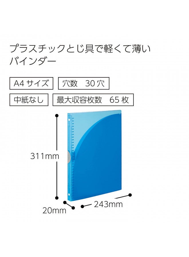 Kokuyo مجلد كوكيو كامبوس سلايد، أديبت سليم، جيوب مزدوجة، A4، 30 ثقب، حتى 65 ورقة، أزرق فاتح، استيراد من اليابان (RU-AP171LB) - Image 3