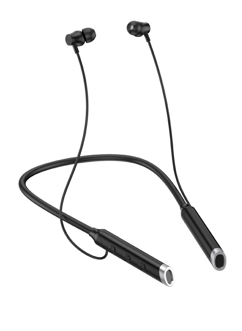 سماعة رأس بلوتوث جديدة A58 معلقة للرقبة، مزودة بخاصية تعليق الرقبة، ووقت استعداد طويل، مزودة بشفط مغناطيسي، باللون الأسود - Image 1