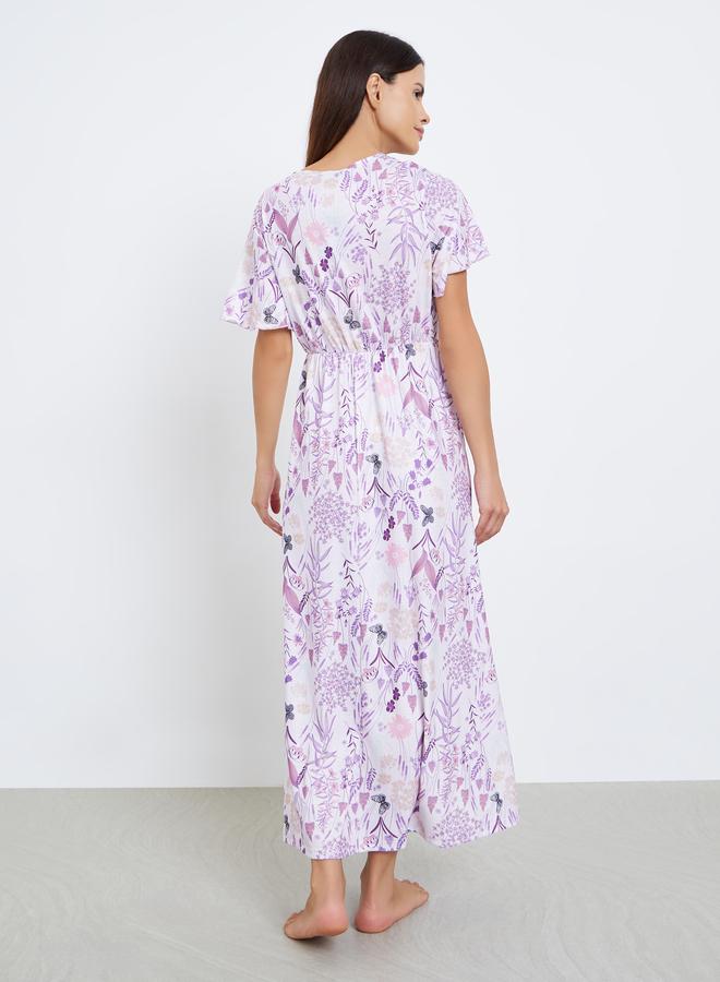 Styli Floral Print Wrap Over Nightdress - Image 4