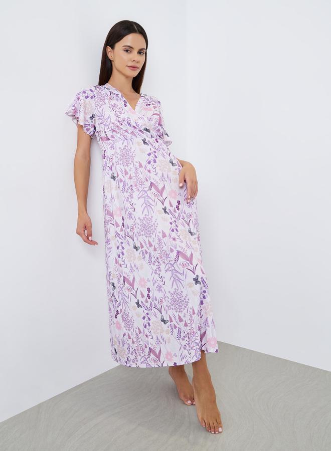 Styli Floral Print Wrap Over Nightdress - Image 1