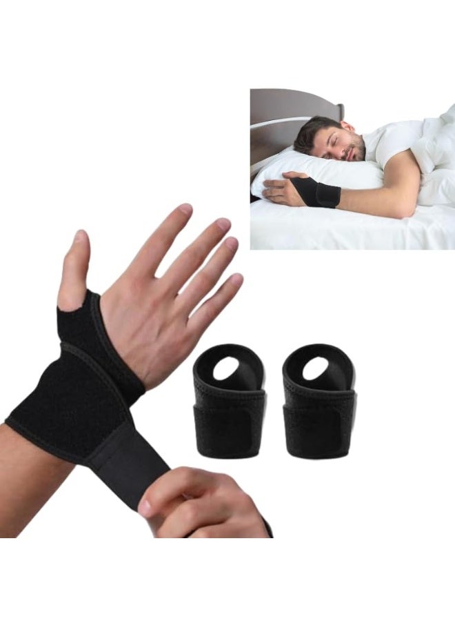 Bukela Wrist Brace Wrist Wraps for Carpal Tunnel 2 Pack Wrist Brace Compression Straps Hand Support, Adjustable Wrist Support for Arthritis and Tendinitis, Joint Pain Relief (Black) - Image 1