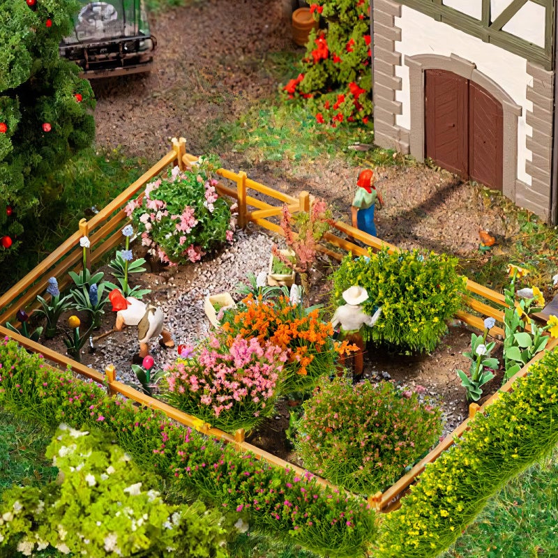 Warmtree 12 Pcs Miniature Colorful Flower Cluster Miniature Flowers Static Grass Tufts for Diorama Supplies Woodland Scenics Terrain Railway Scenery Table Landscape(Orange Pink) - Image 5