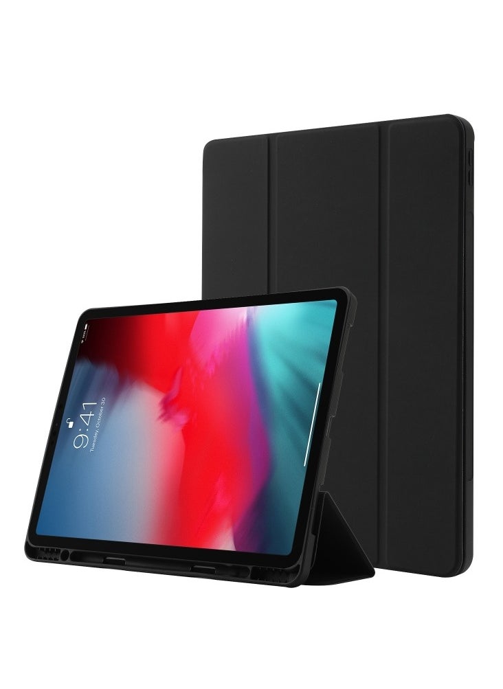 Smart New iPad Air 13 Inch Case M2 2024 with Pencil Holder, Smart iPad Case [Support Pencil Pro and Pencil(USB-C)], Support Touch ID and Auto Wake/Sleep   Black 