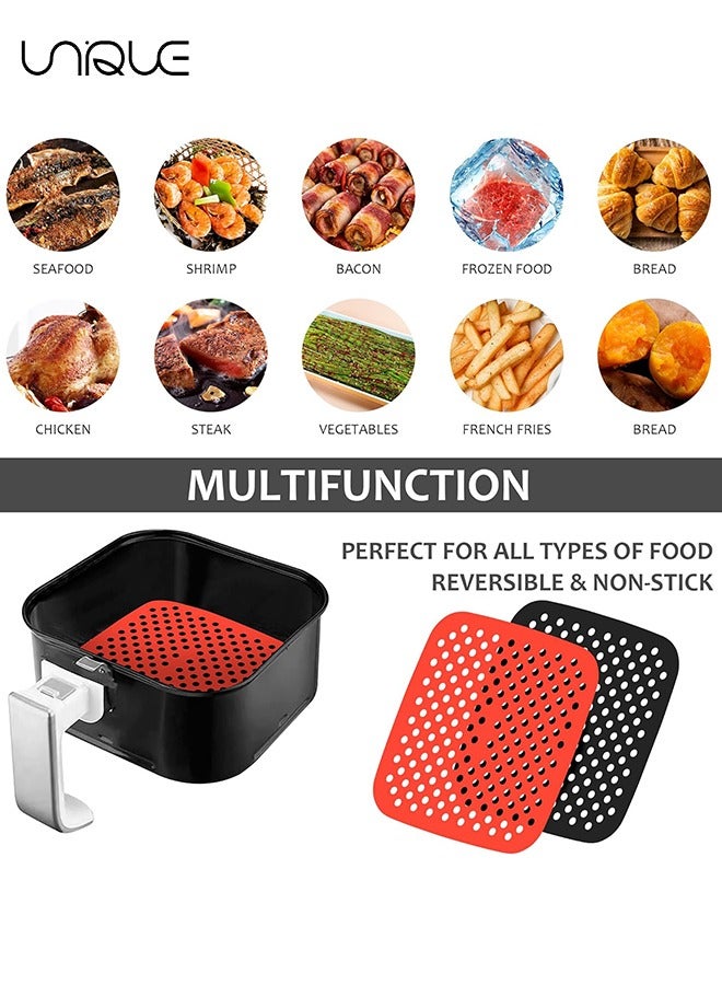 Unique 2 Pcs Air Fryer Silicone Liners, Reusable Air Fryer Liners, Easy Clean Air Fryer Accessories, Non Stick Square 7.5" Airfryer Accessory Parchment Replacement, Kitchen Silicone Liners  - Image 5
